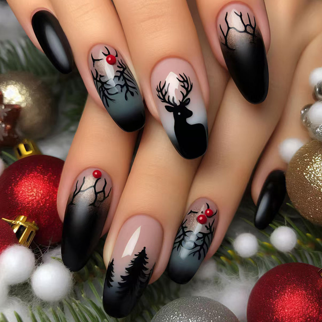 Artificial nails in festive reindeer design Stornfield