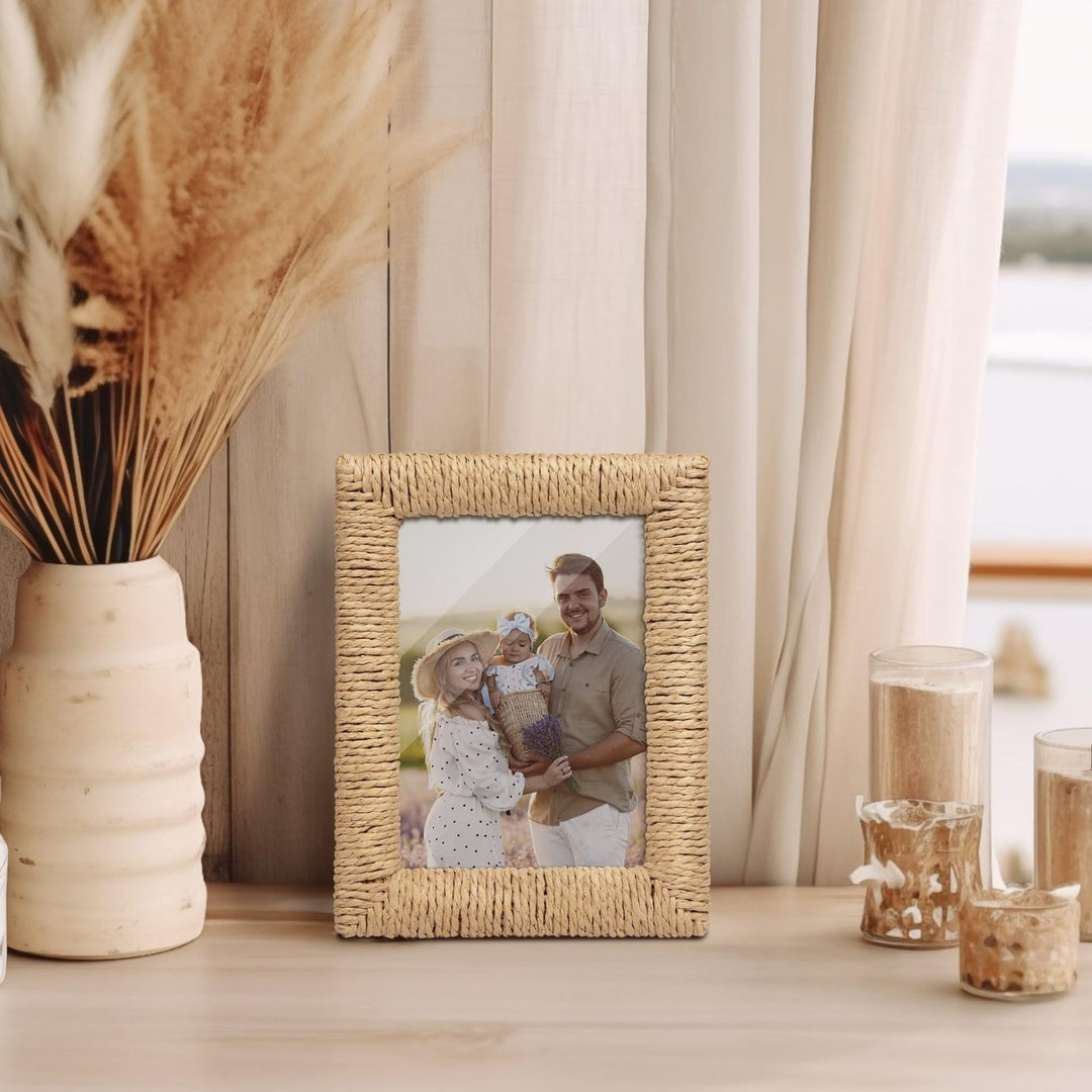 Artful picture frame made of woven natural material Stornfield