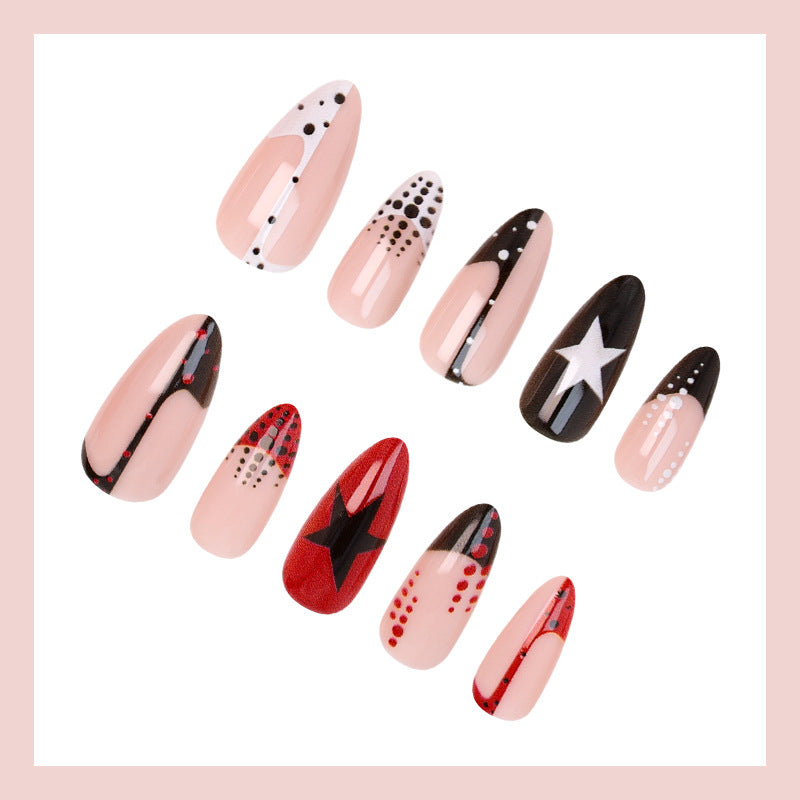 Artificial nail set with eye-catching star and dot designs Stornfield