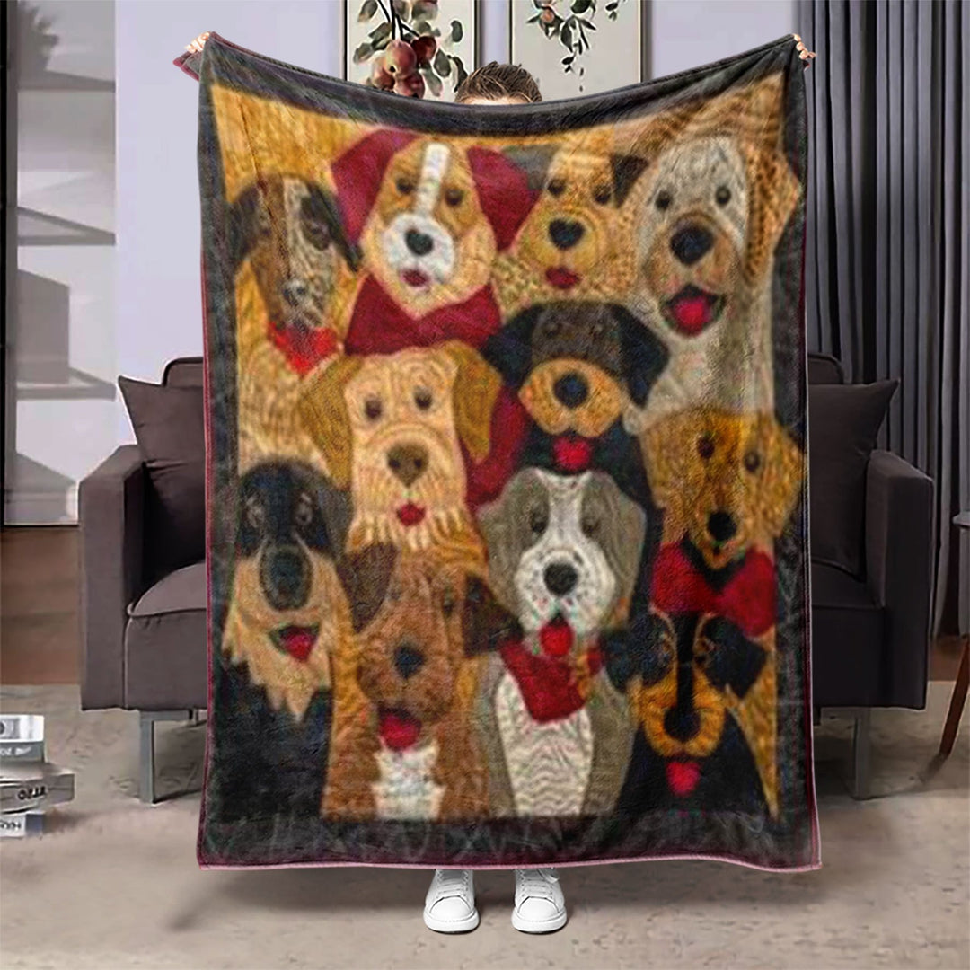 Soft Cartoon Dachshund-Themed Fleece Blanket
