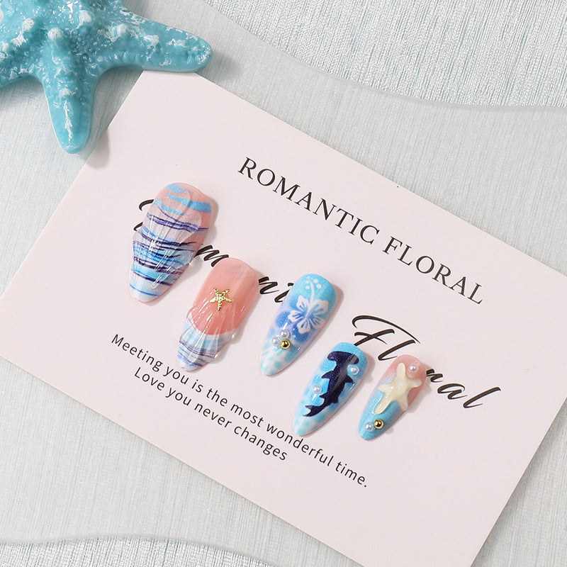 Artistic Sea-Inspired Press-On Nails Stornfield