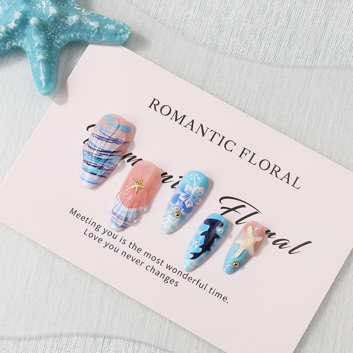 Artistic Sea-Inspired Press-On Nails Stornfield