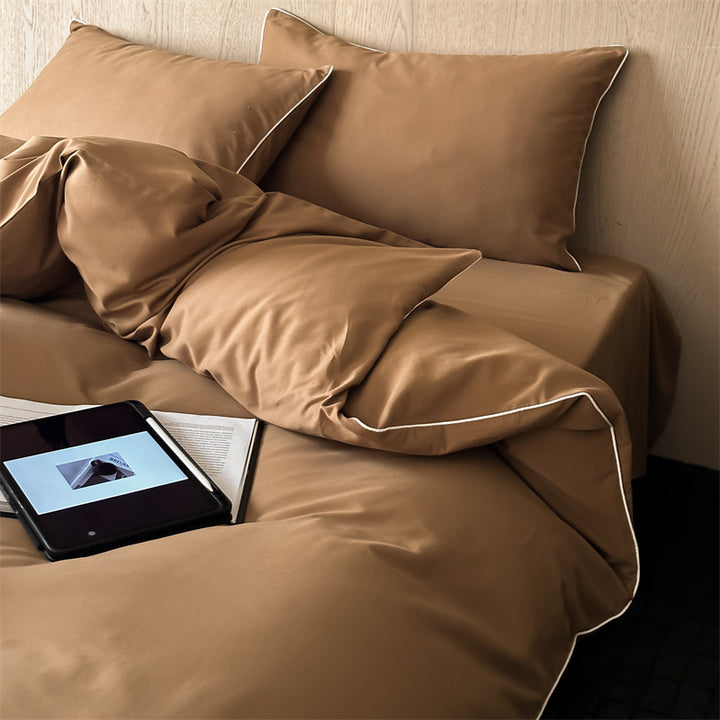 Satin bedding set with breathable cotton blend and soft-touch finish