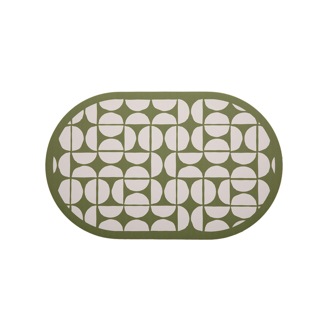 Oval wipeable placemat with embossed tulip pattern and non-slip underside Stornfield