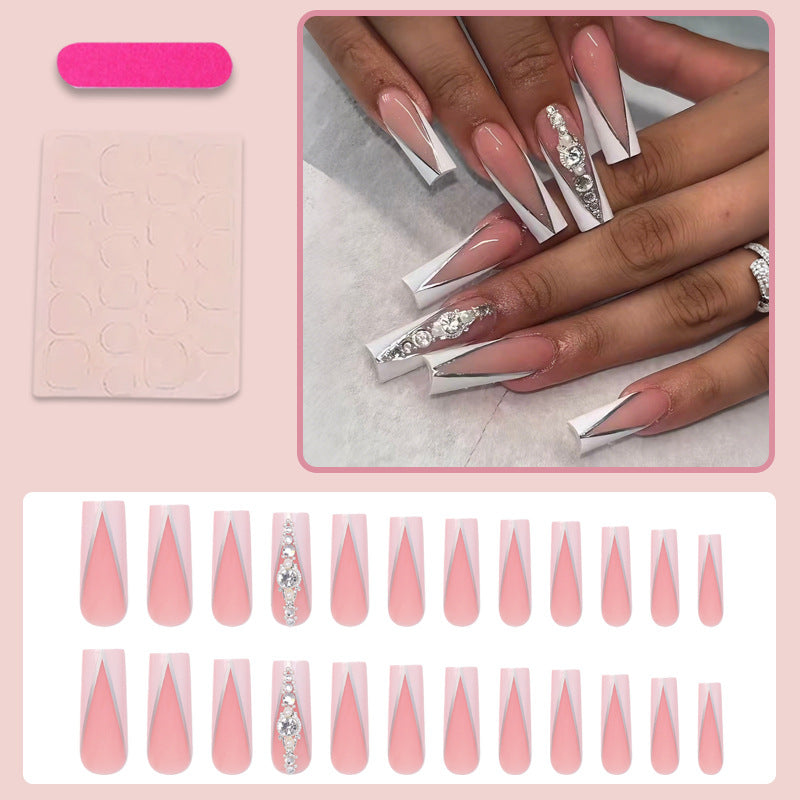 Artificial nails with elegant tips and glitter details Stornfield