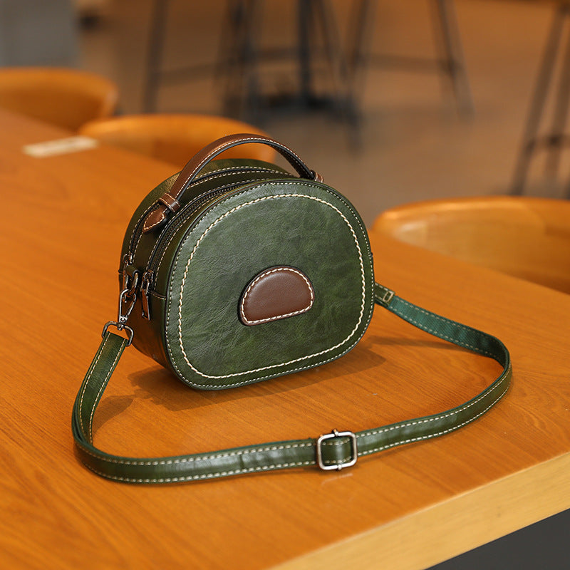 Vintage-Inspired Round Crossbody Bag