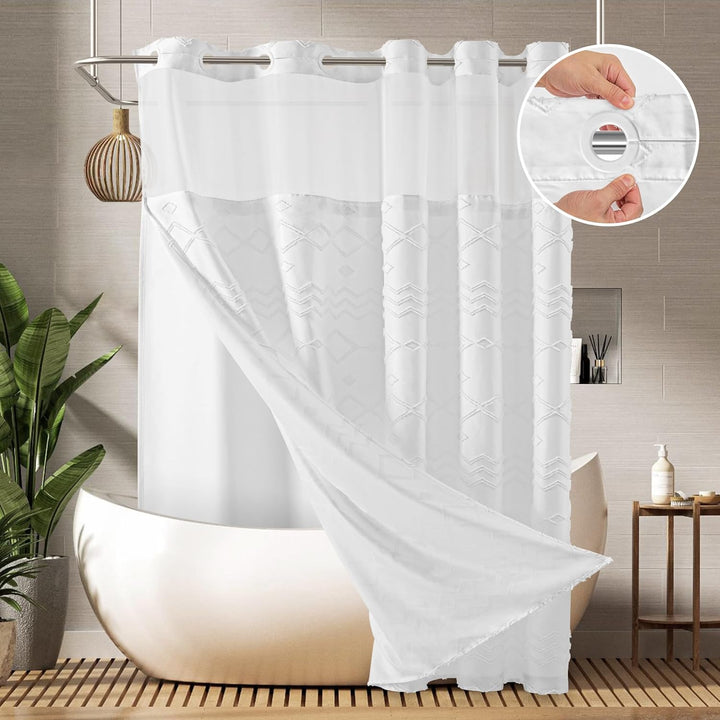 Textured Geometric Design Shower Curtain Stornfield