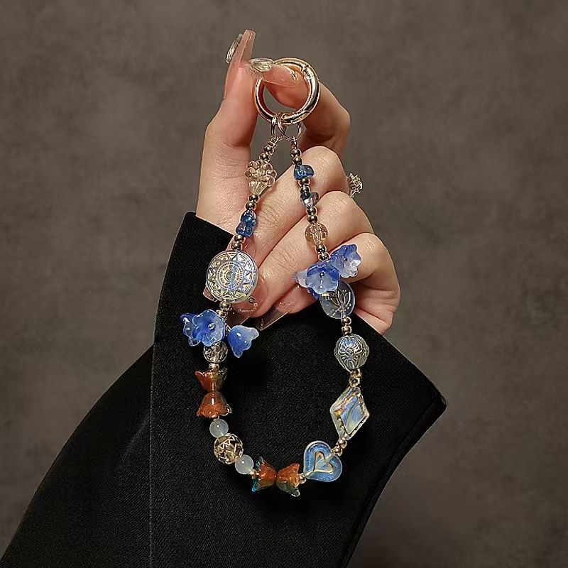 Decorative Flower-Themed Beaded Keychain Stornfield