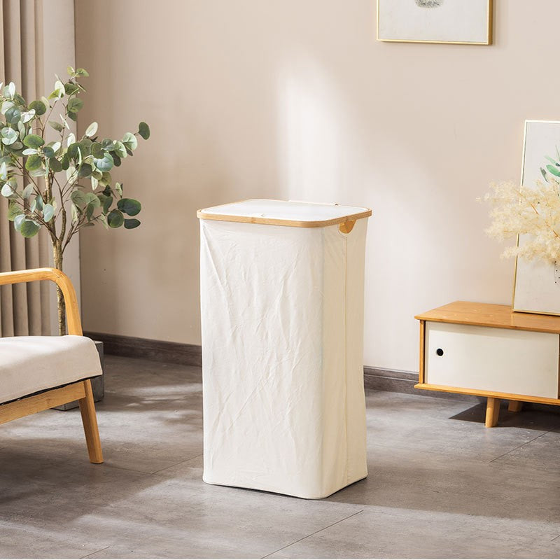 Laundry basket with removable lid and bamboo frame Stornfield