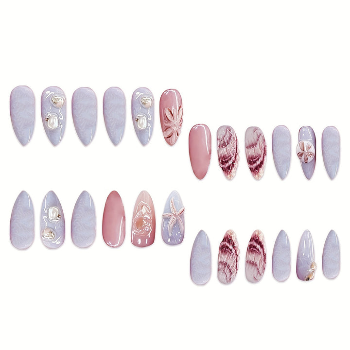 Shell-Decorated Press-On Nail Art Stornfield