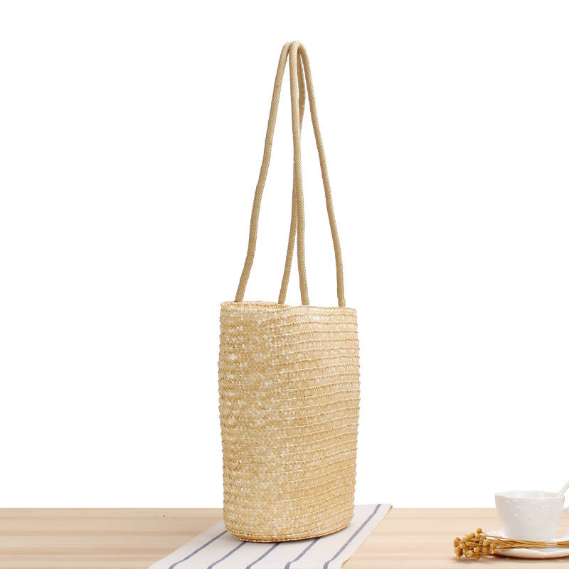 Handcrafted straw bag with long handles Stornfield