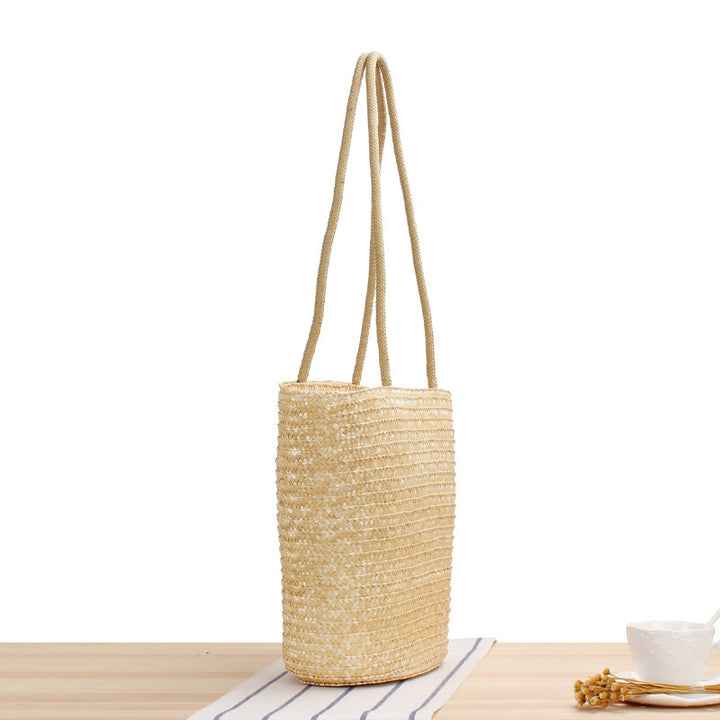 Handcrafted straw bag with long handles Stornfield