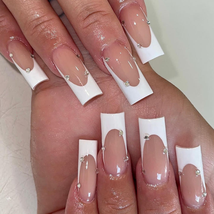 Elegant Crystal-Embellished Press-On Nail Design Stornfield
