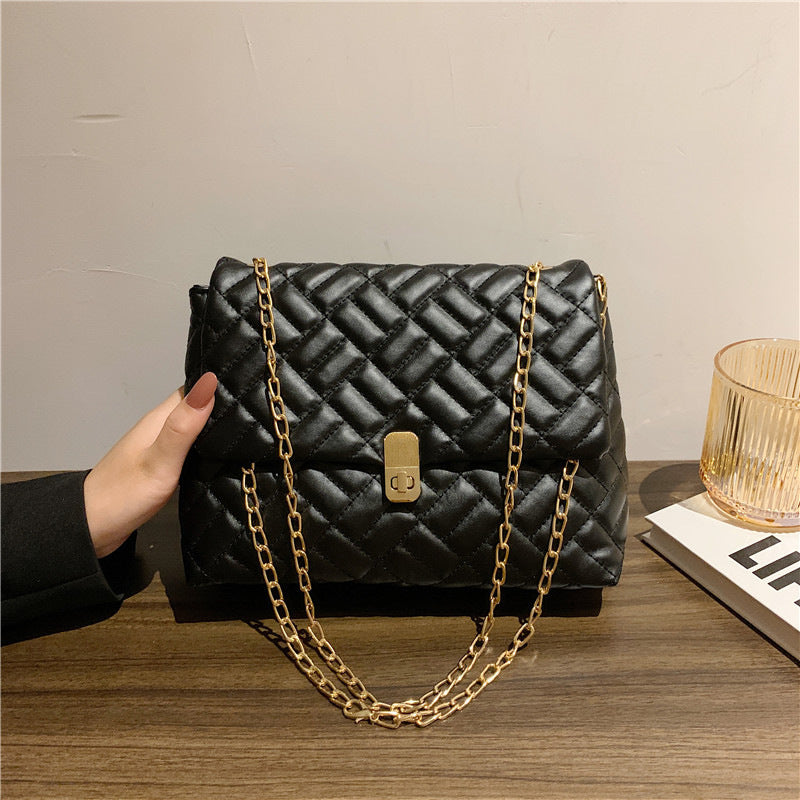 Quilted Chain-Handled Evening Handbag