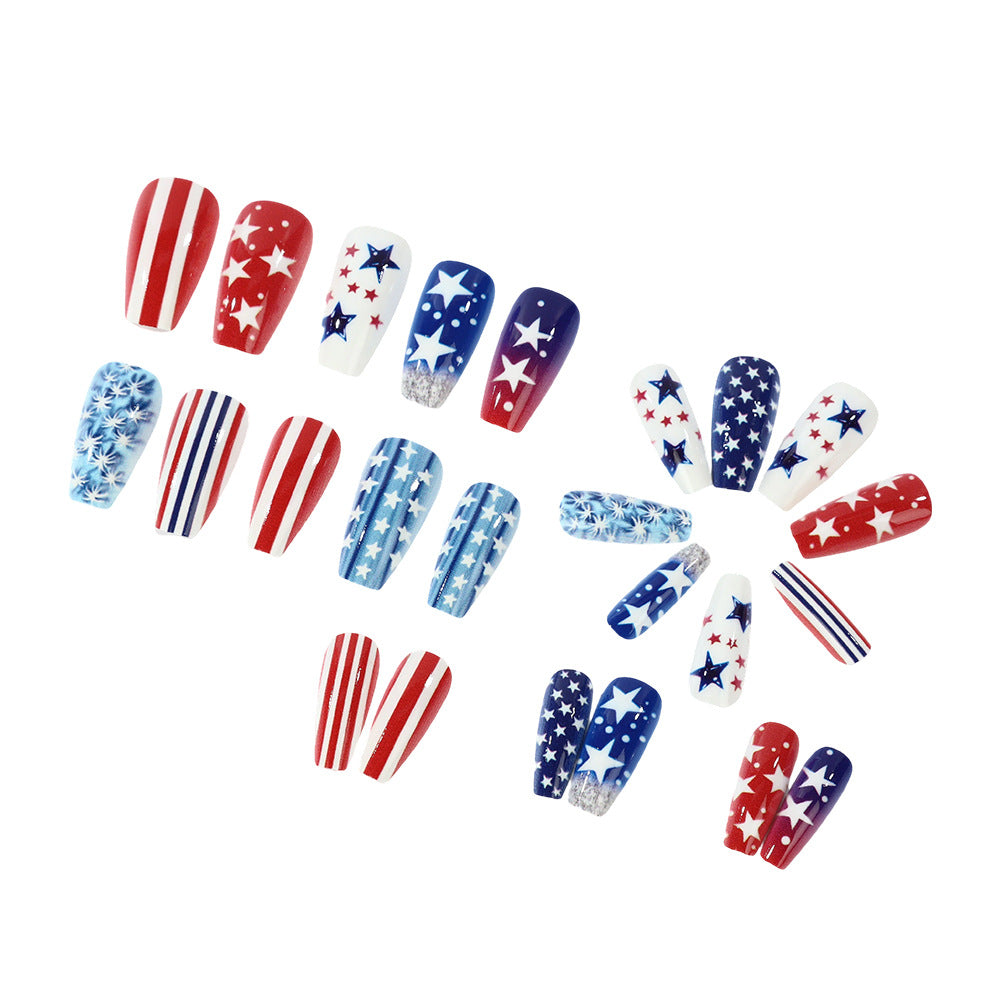 Artificial nails with patriotic star and stripe design Stornfield