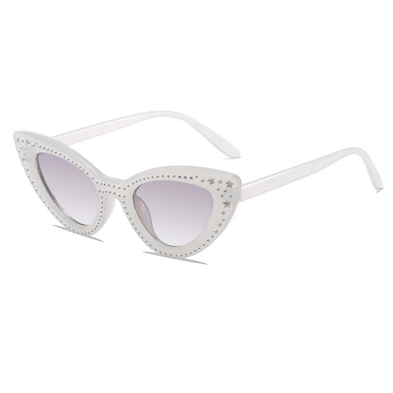 Glamorous Rhinestone-Embellished Cat Eye Sunglasses Stornfield