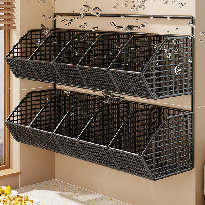 Wall-Mounted Dual-Tier Ventilated Kitchen Produce Storage Basket