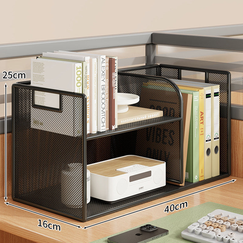 Mesh Desktop Open-Shelf Organizer with Integrated Handles and Dividers