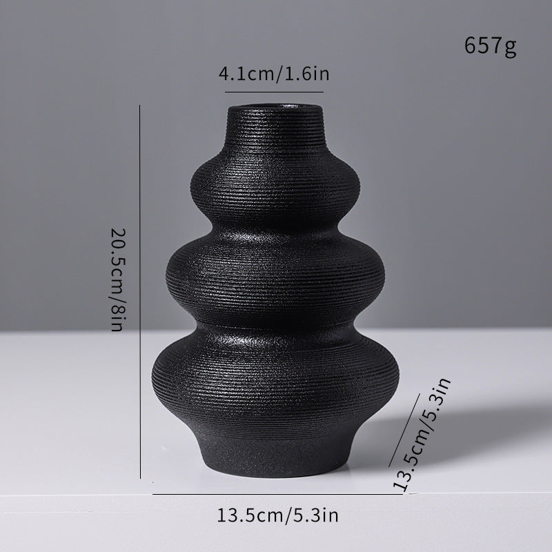 Modern Minimalist Ribbed Ceramic Vase