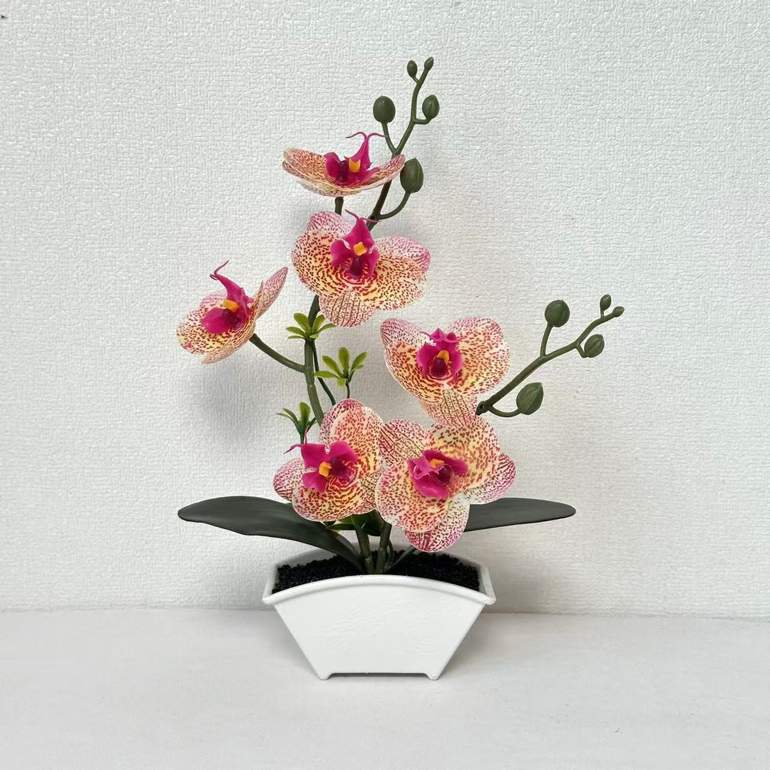 Realistic Decorative Orchid Plant Arrangement