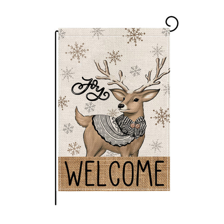 Holiday Welcome Burlap Garden Flag with Vintage Santa Illustration
