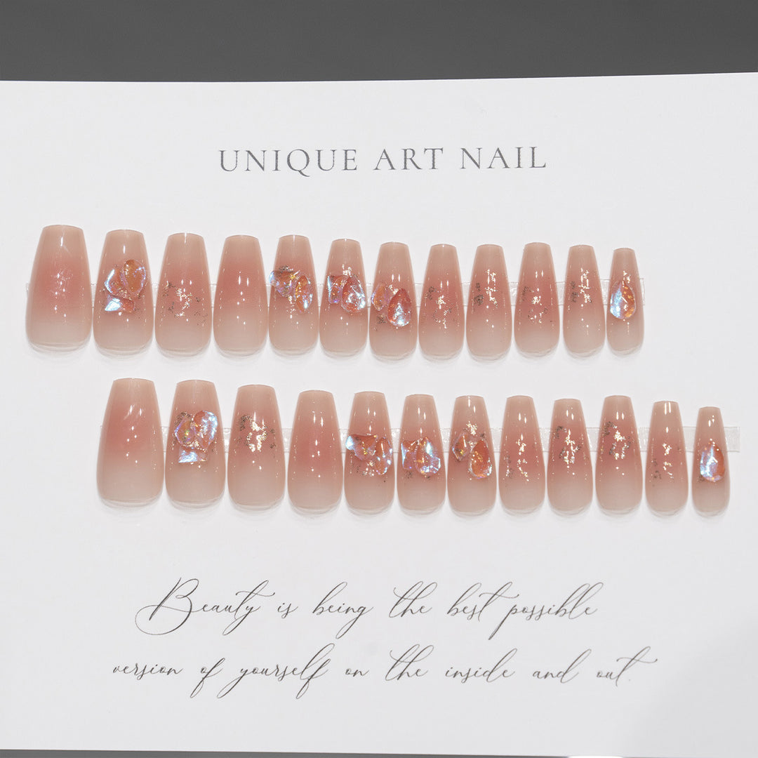 Artistic Press-On Nail Tips with Floral Design Stornfield