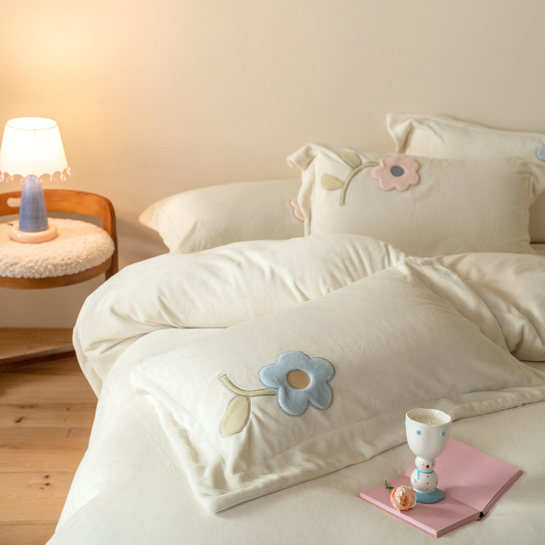 Pastel Appliqué Cotton Duvet Cover Set