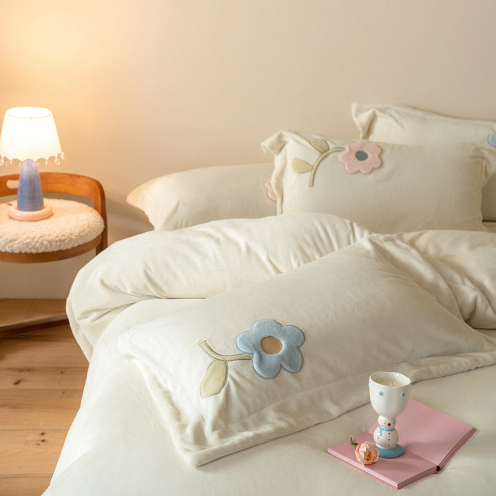 Pastel Appliqué Cotton Duvet Cover Set