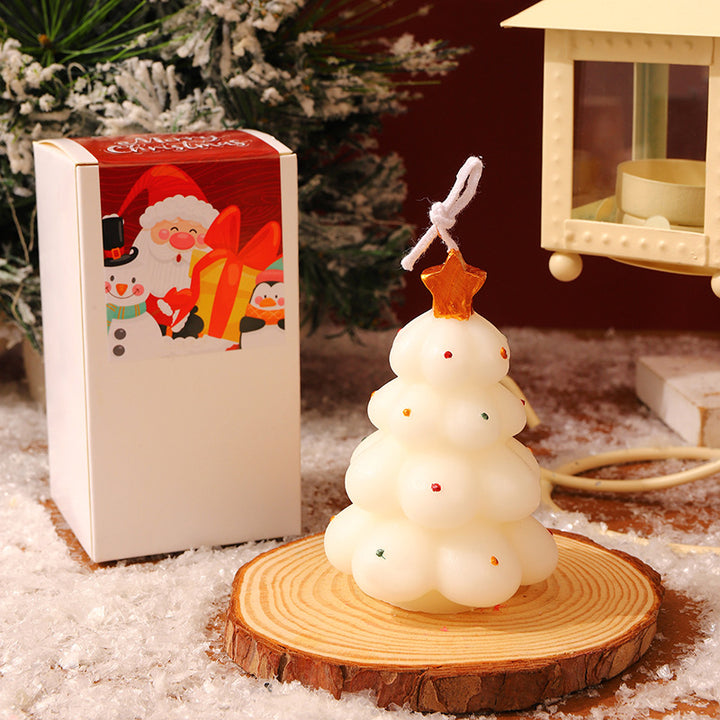 Hand-Poured Christmas Tree Hanging Decorative Wax Candle with Star Top
