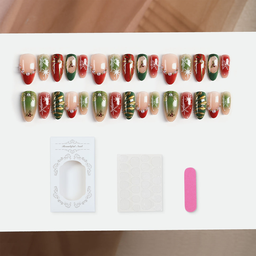 Artificial nail set with festive Christmas designs Stornfield