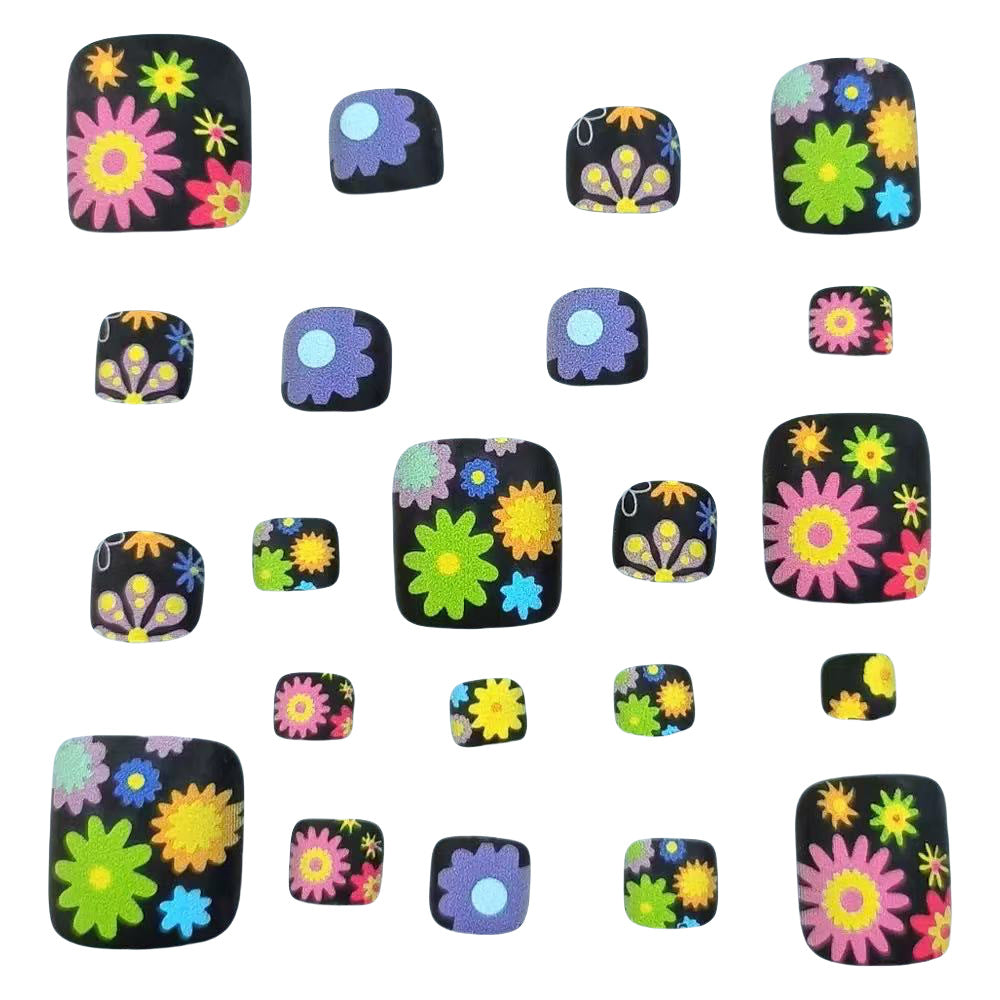 Nail art set with colorful flower designs Stornfield