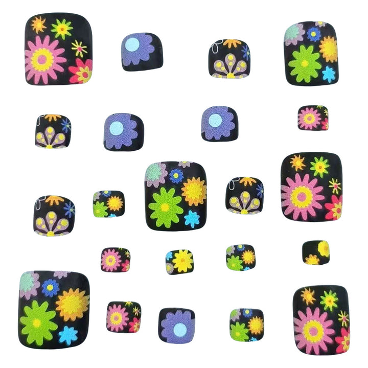 Nail art set with colorful flower designs Stornfield