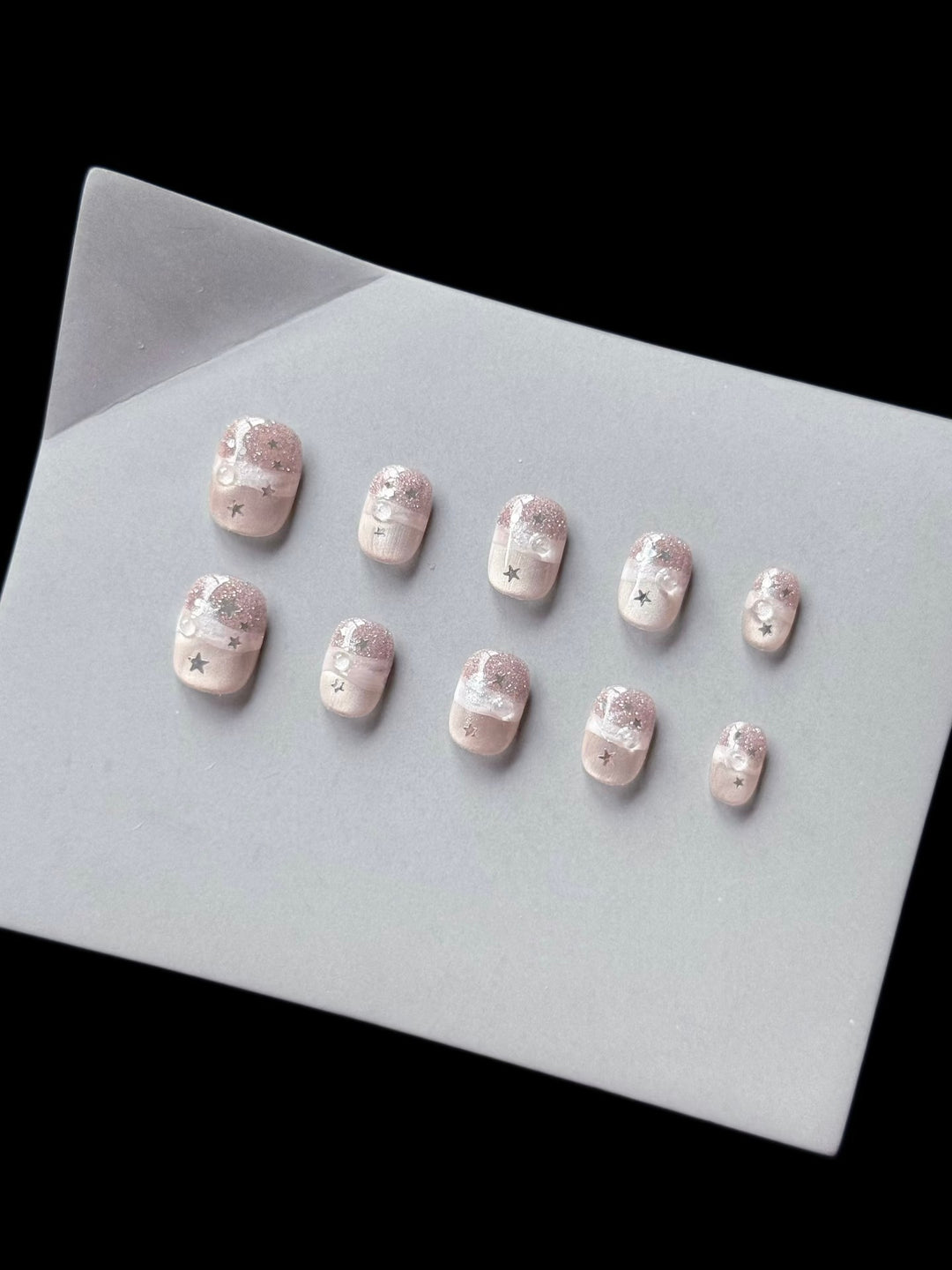 Decorative Press-On Nail Art Set with Sparkling Star Designs