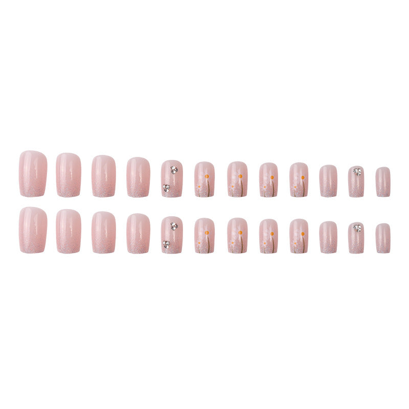 Glittery Floral Press-On Nail Set Stornfield