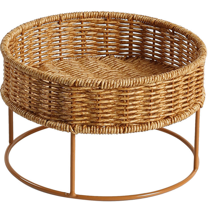 Round Woven Storage Tray with Metal Base Stornfield
