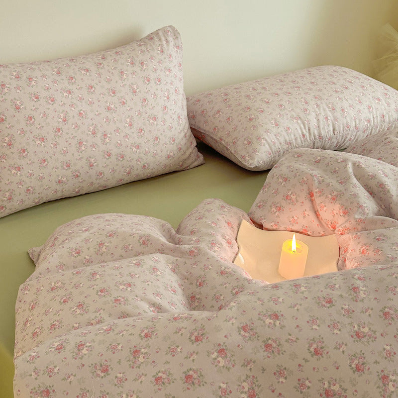 Plaid Cotton Sateen Duvet Cover and Pillowcase Bedding Set