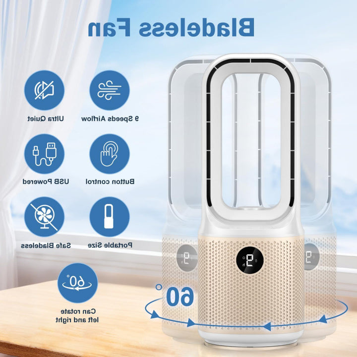 Unisex tower fan without rotor blades with intelligent timer Stornfield