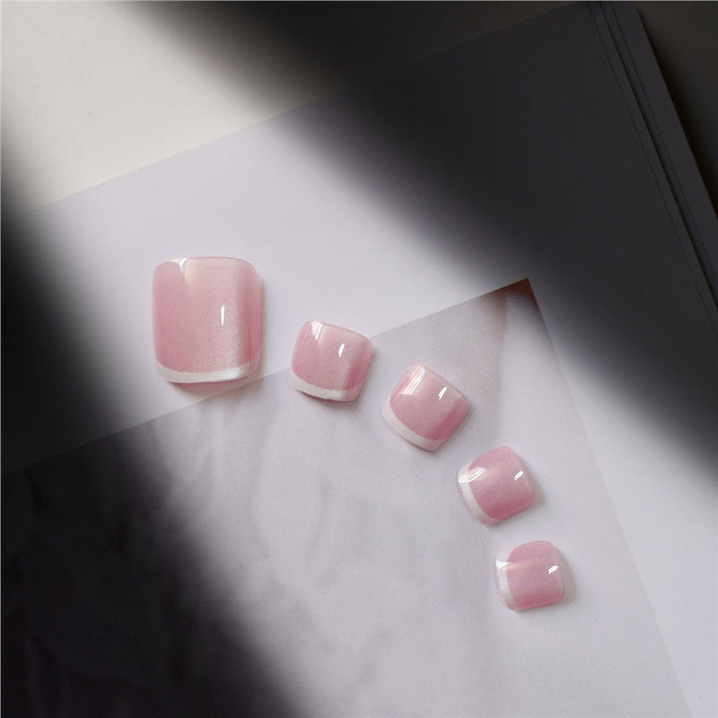 Elegant French Tip Press-On Toenails Stornfield