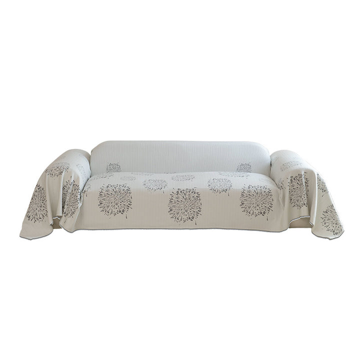 Elastic sofa cover made of jacquard cotton blend fabric with graphic relief pattern