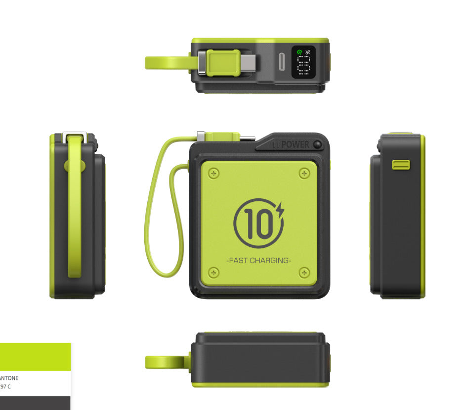Compact fast charging power bank with digital charge level display Stornfield