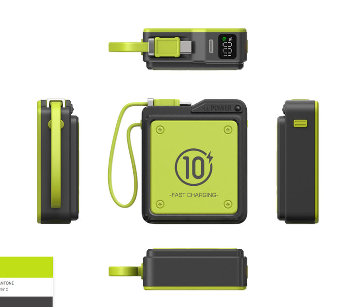 Compact fast charging power bank with digital charge level display Stornfield