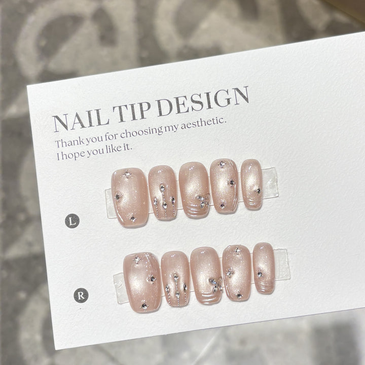 Artificial nails with glamorous rhinestone design Stornfield