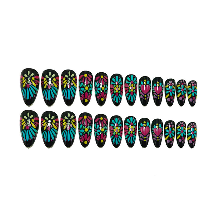 Artificials nails with colorful flower pattern Stornfield