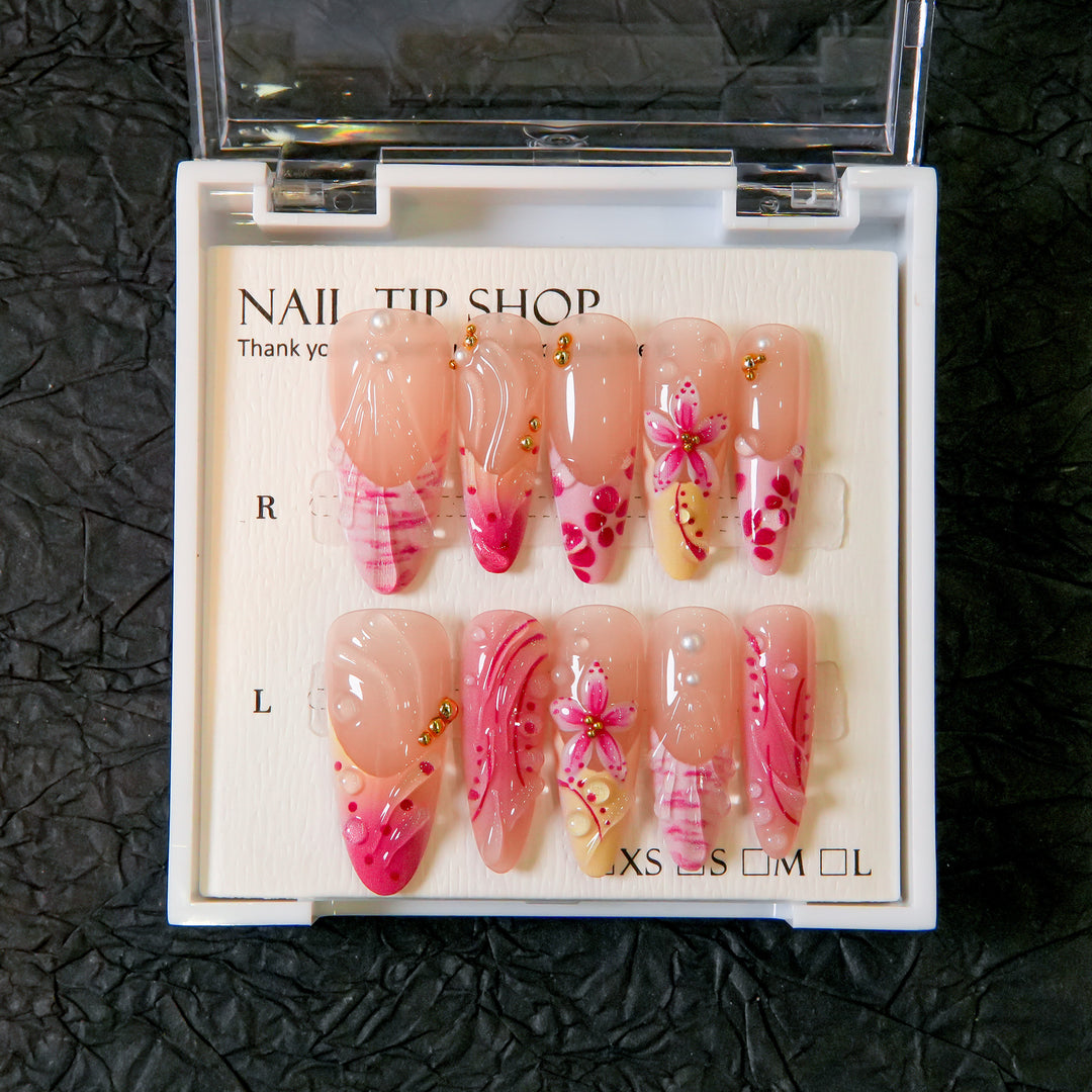 Artistic Floral Press-On Nails