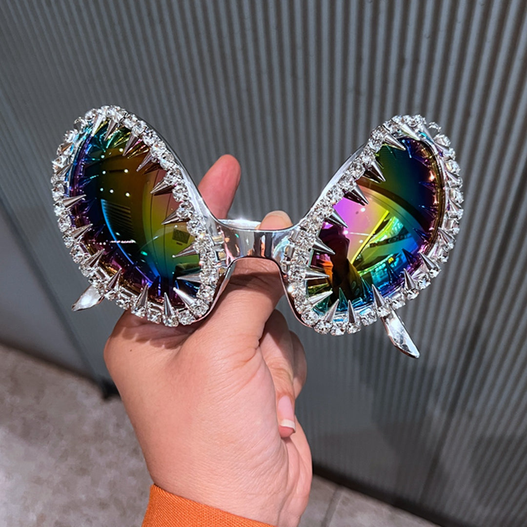 Women futuristic statement sunglasses with glittering crystal frame Stornfield