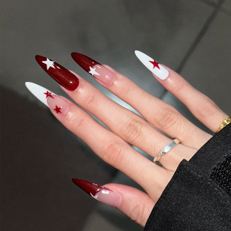 Artistic Star-Embellished Stiletto Press-On Nails Stornfield
