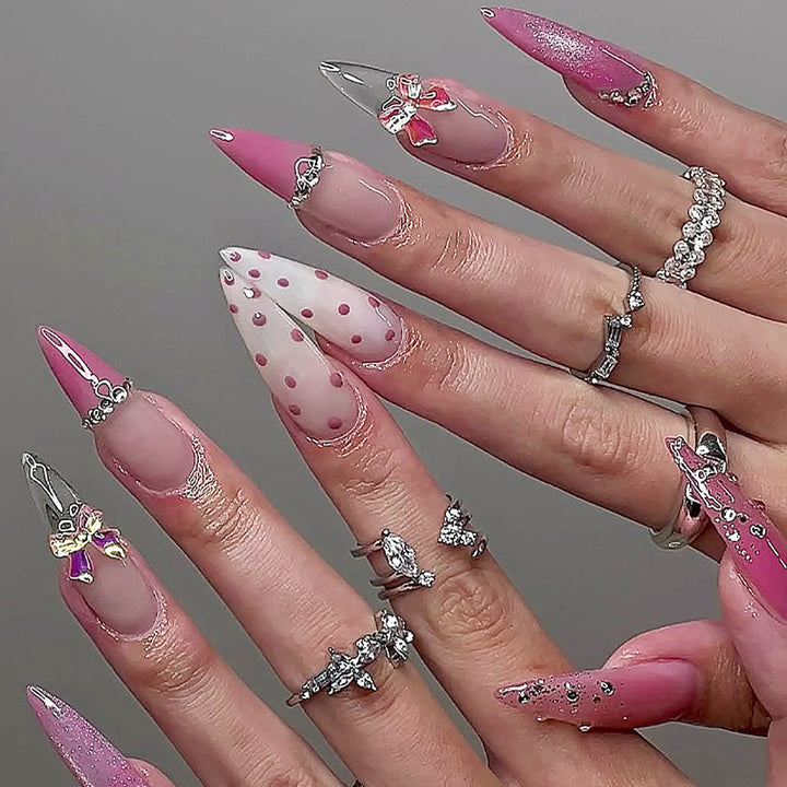 Decorative Press-On Nail Art Set with Glitter and Rhinestone Accents Stornfield