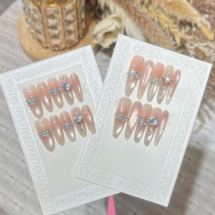 Premium Rhinestone-Embellished Stiletto Press-On Nails Stornfield