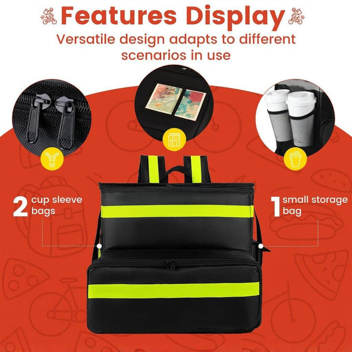 Women's Insulated Pizza Delivery Bag with Drink Holders and Reflective Elements Stornfield