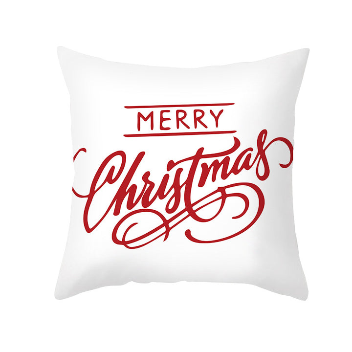 Decorative Holiday Throw Pillow Cover with Script Greeting and Antler Motif